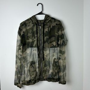 Shinestar sheer mesh camo windbreaker